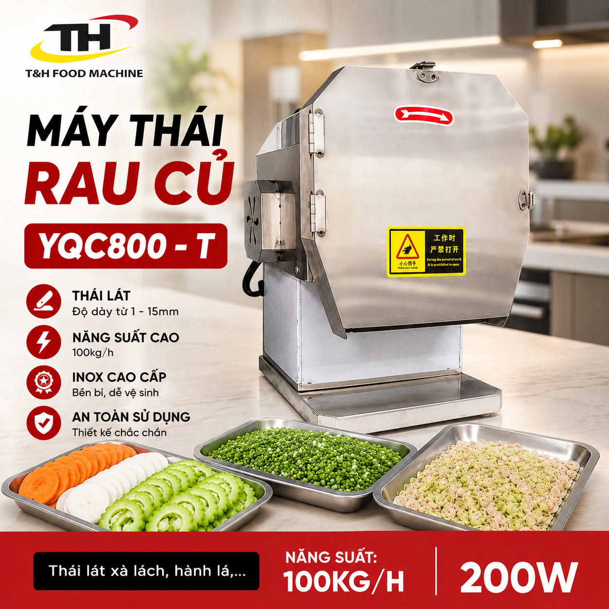 Máy thái lát rau củ, hành lá YQC800-T