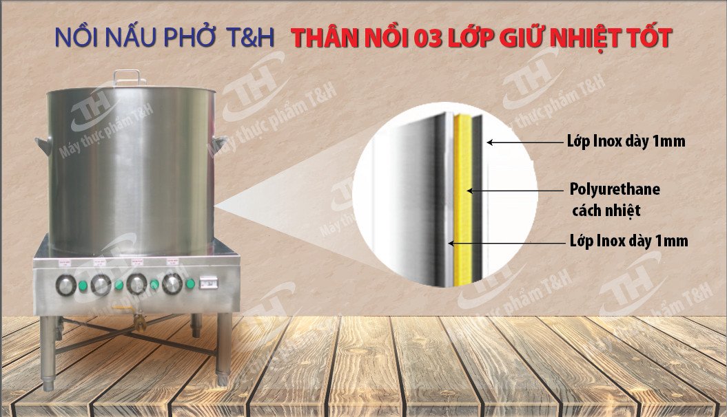 NỒI NẤU PHỞ ĐIỆN T&H 100 LÍT