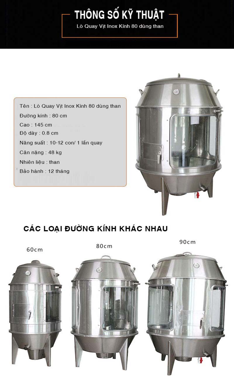 Lu quay vịt kính 80