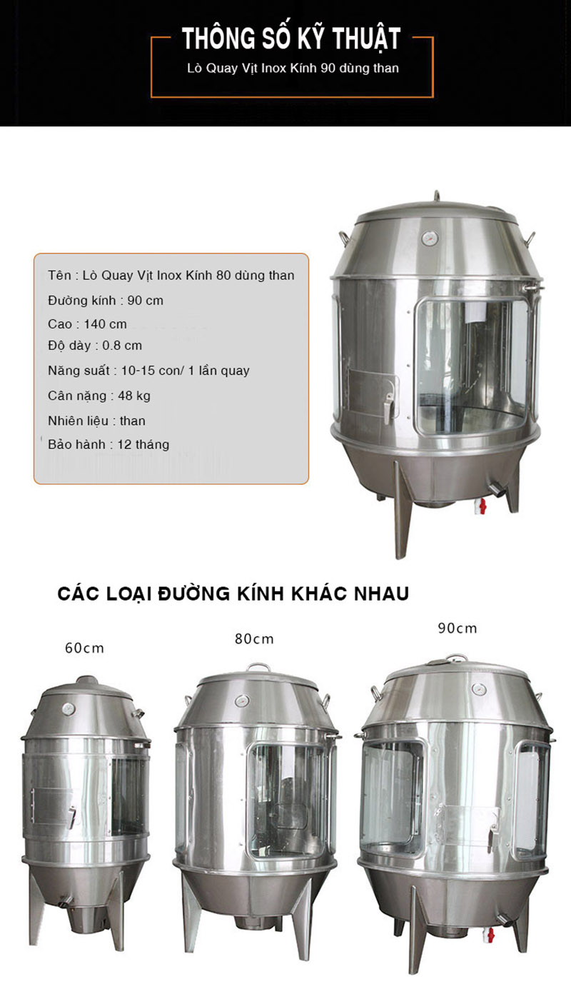 Lu quay vịt kính 90