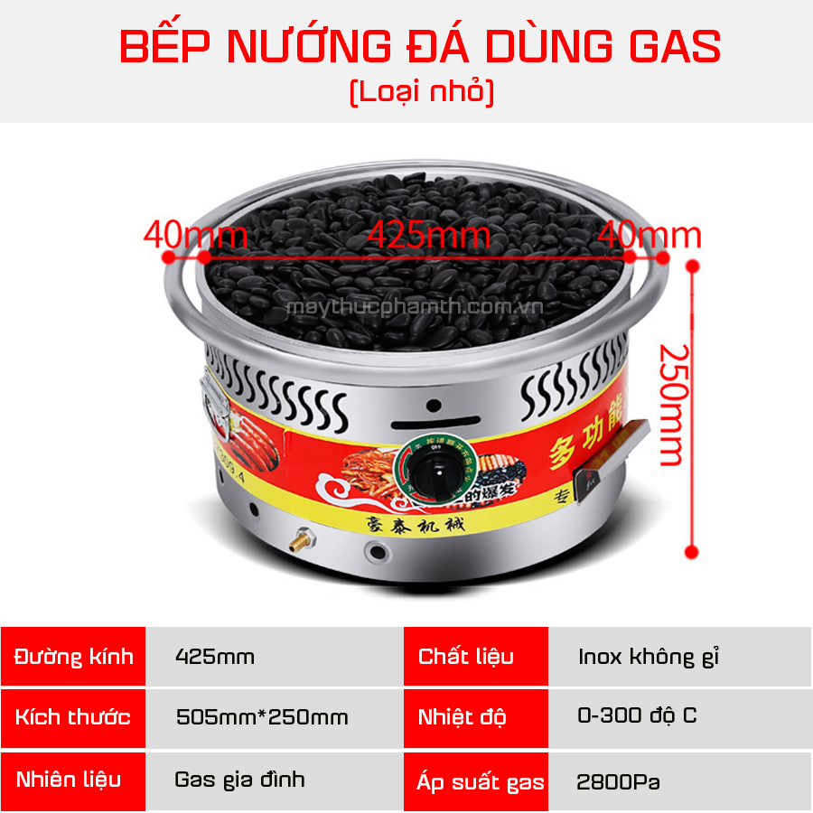 thông số kỹ thuật bếp nướng đá dùng gas